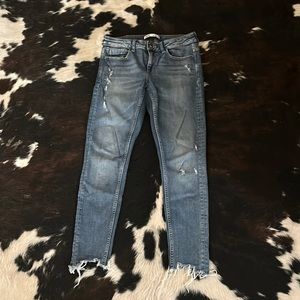 Zara Skinny Jean With Raw (shark bite) Hem Size 27
